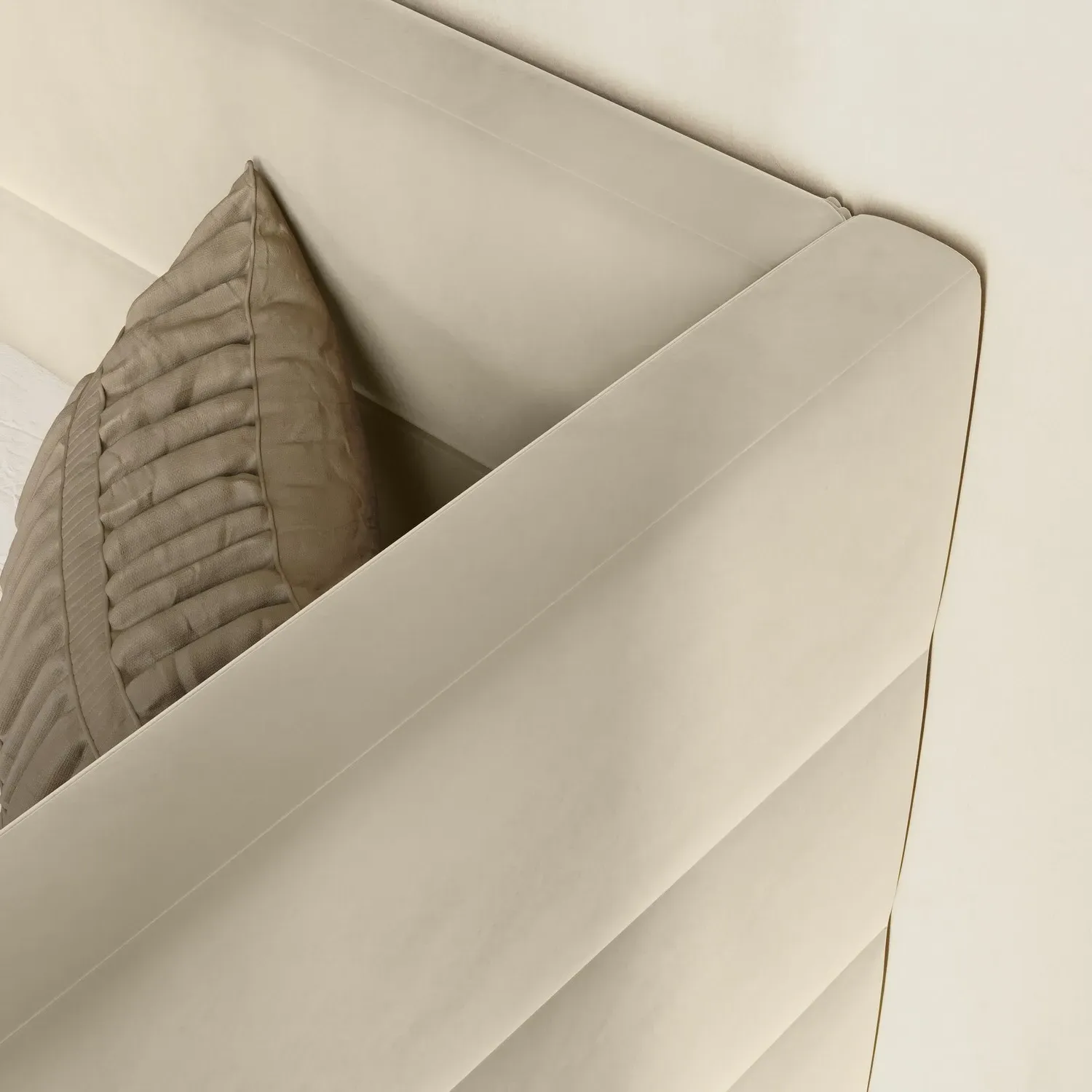 Single Day Bed with Trundle - Beige, Velvet