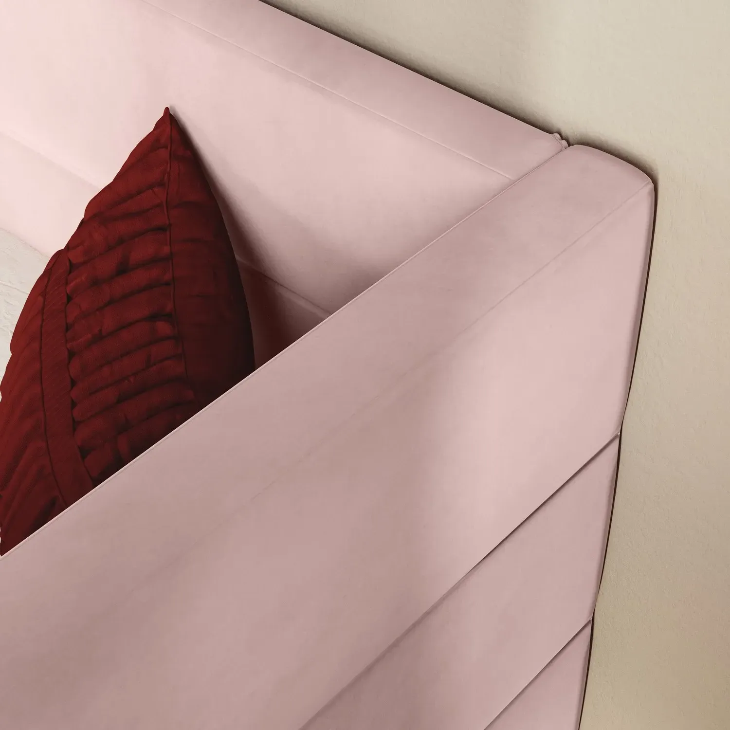 Single Day Bed with Trundle - Pink, Velvet