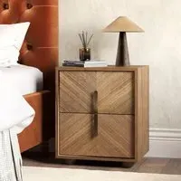 Wide 2-Drawer Bedside Table - Walnut, Veneer
