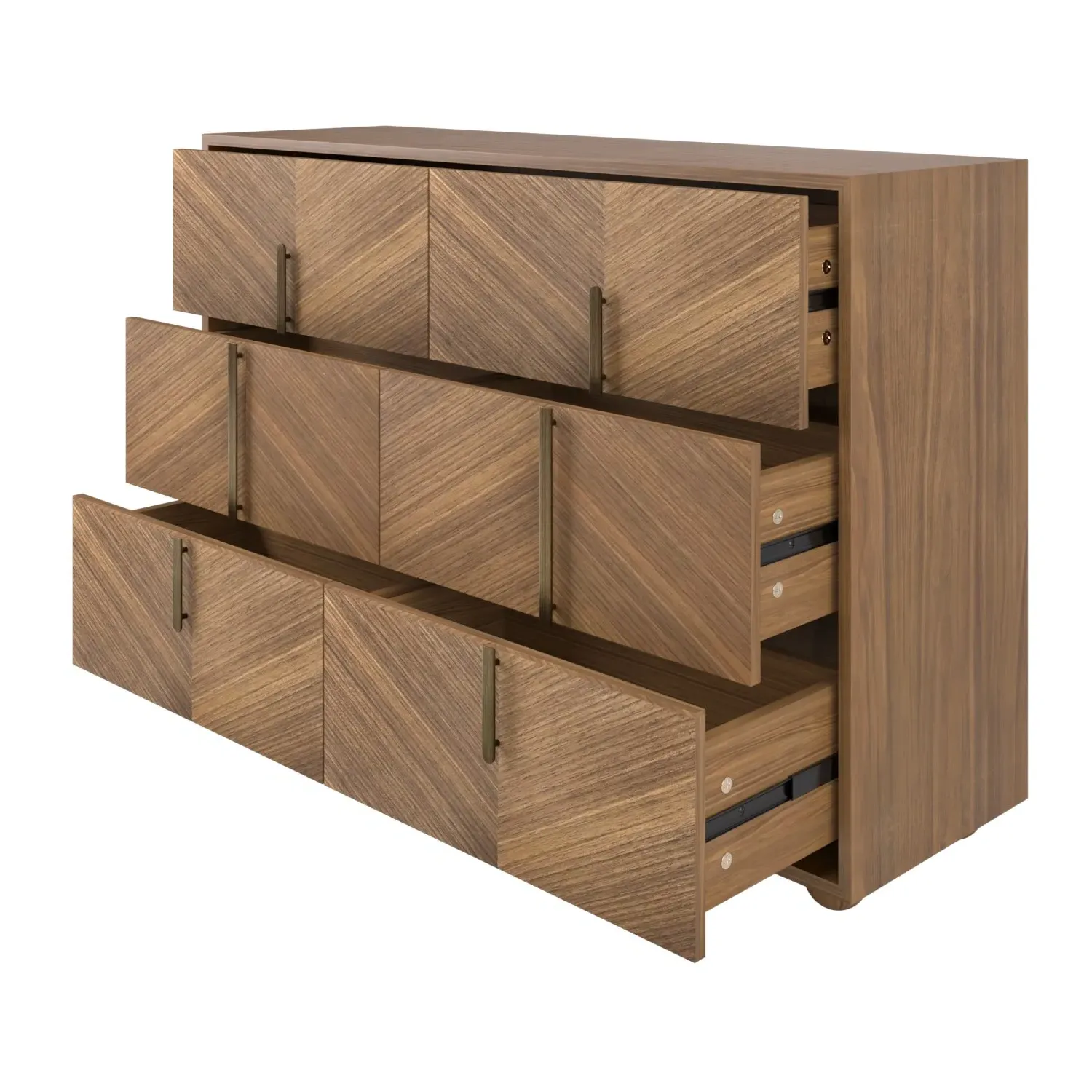 Wide 6-Drawer Chest - Walnut, Veneer