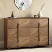 Wide 6-Drawer Chest - Walnut, Veneer