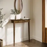Extra Small Console Table with Brass - Brown, Walnut