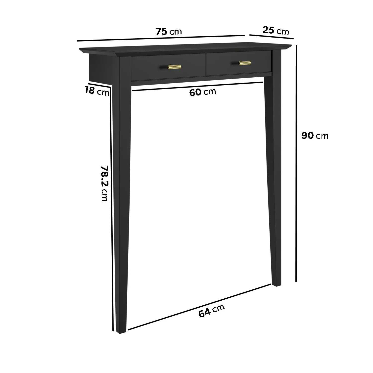Extra Small Console Table with Fluted Detail - Black
