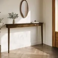 Large Console Table with Brass Handles - Brown, Walnut
