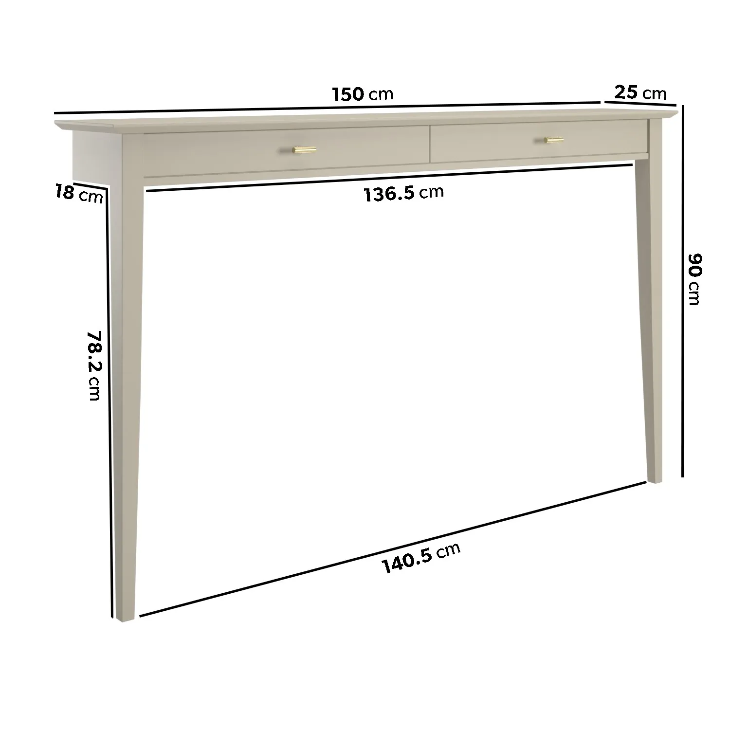 Large Console Table with Fluted Detail - Taupe