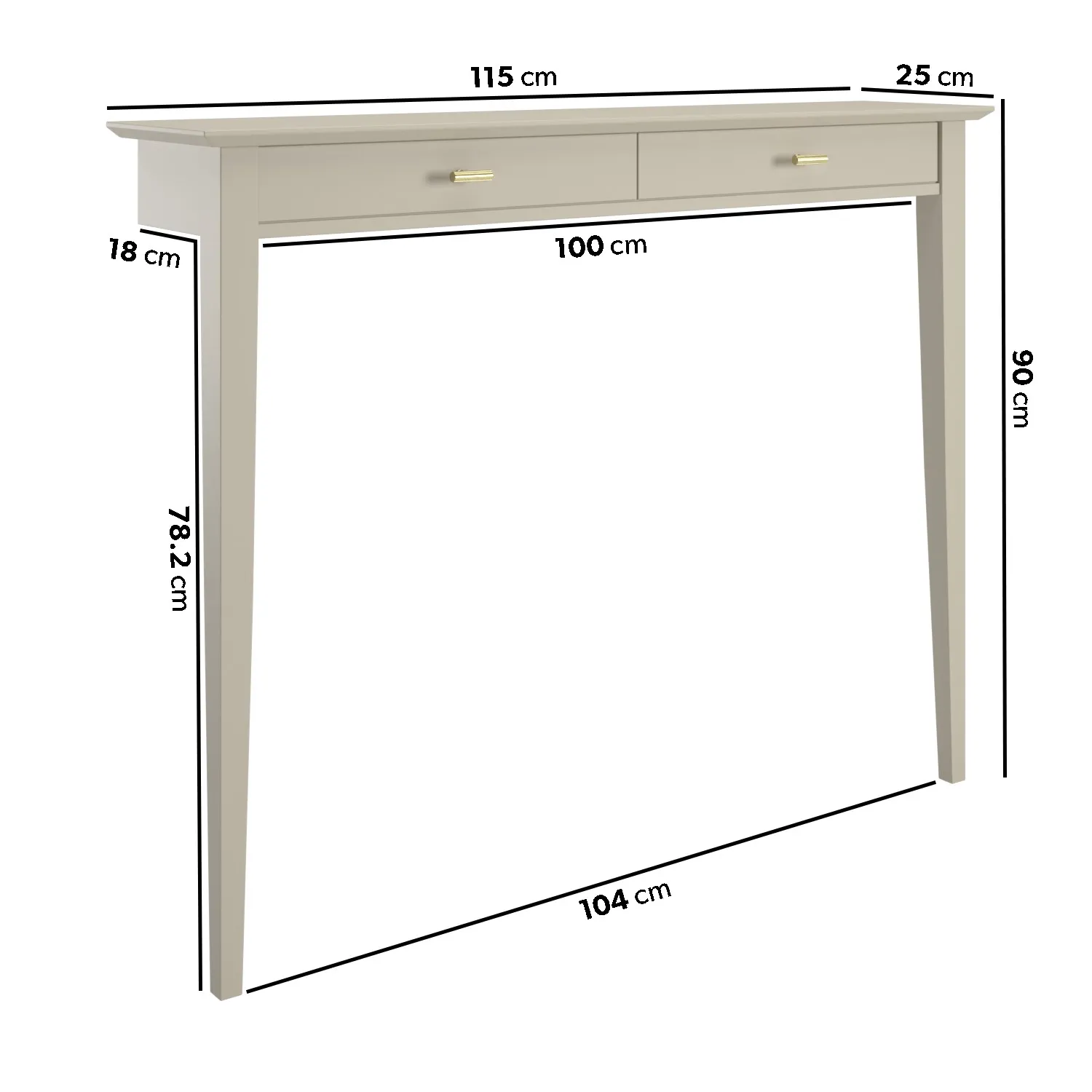 Narrow Console Table with Fluted Detail - Taupe