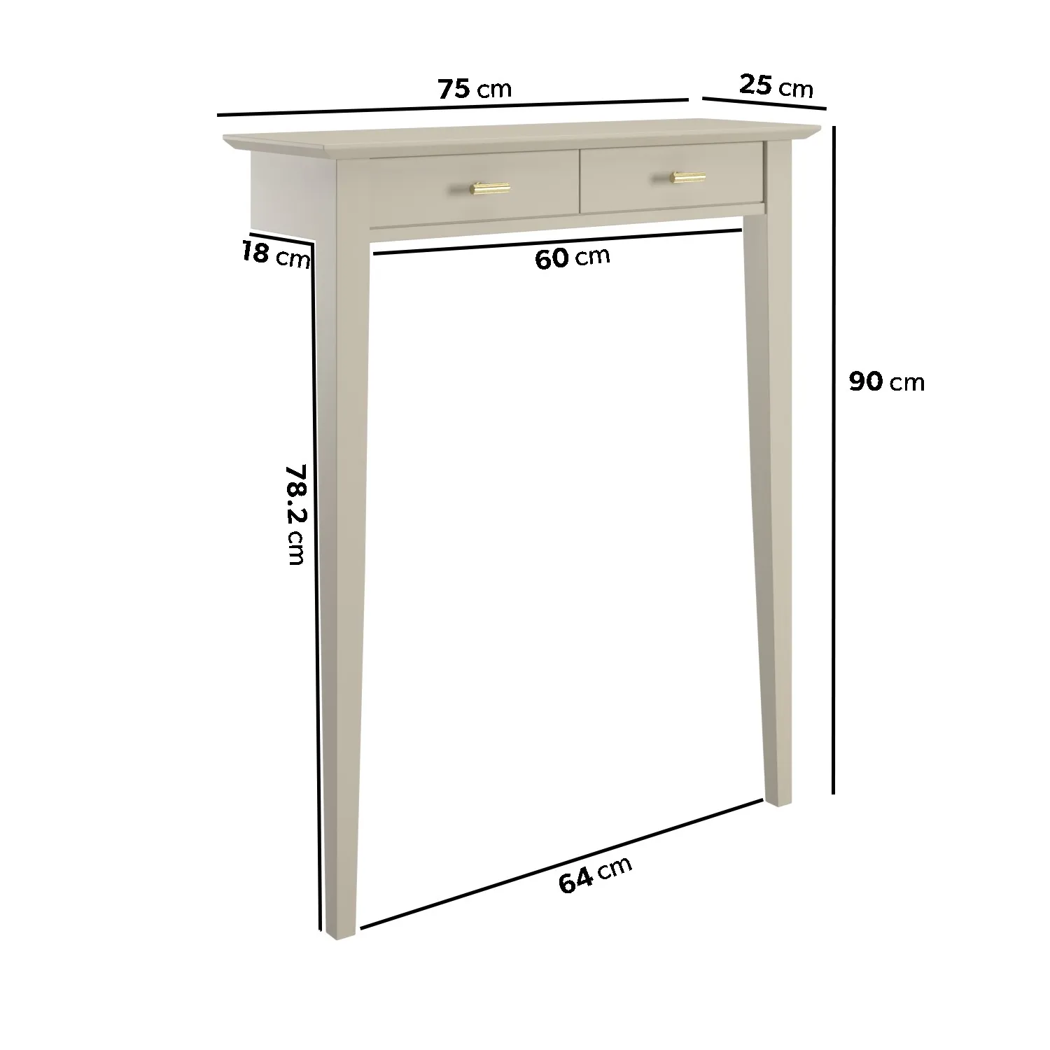 Narrow Console Table with Fluted Detail - Taupe
