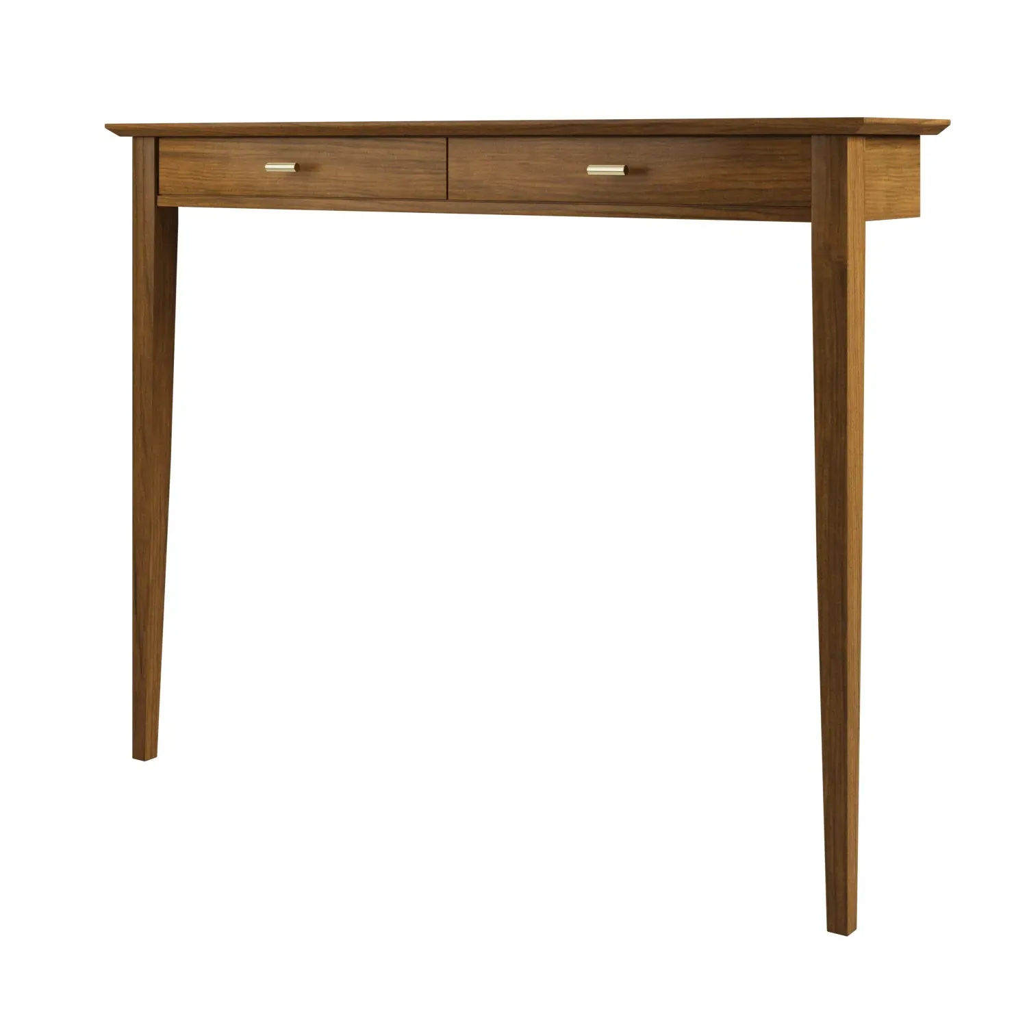 Small Console Table with Brass Handles - Brown, Walnut