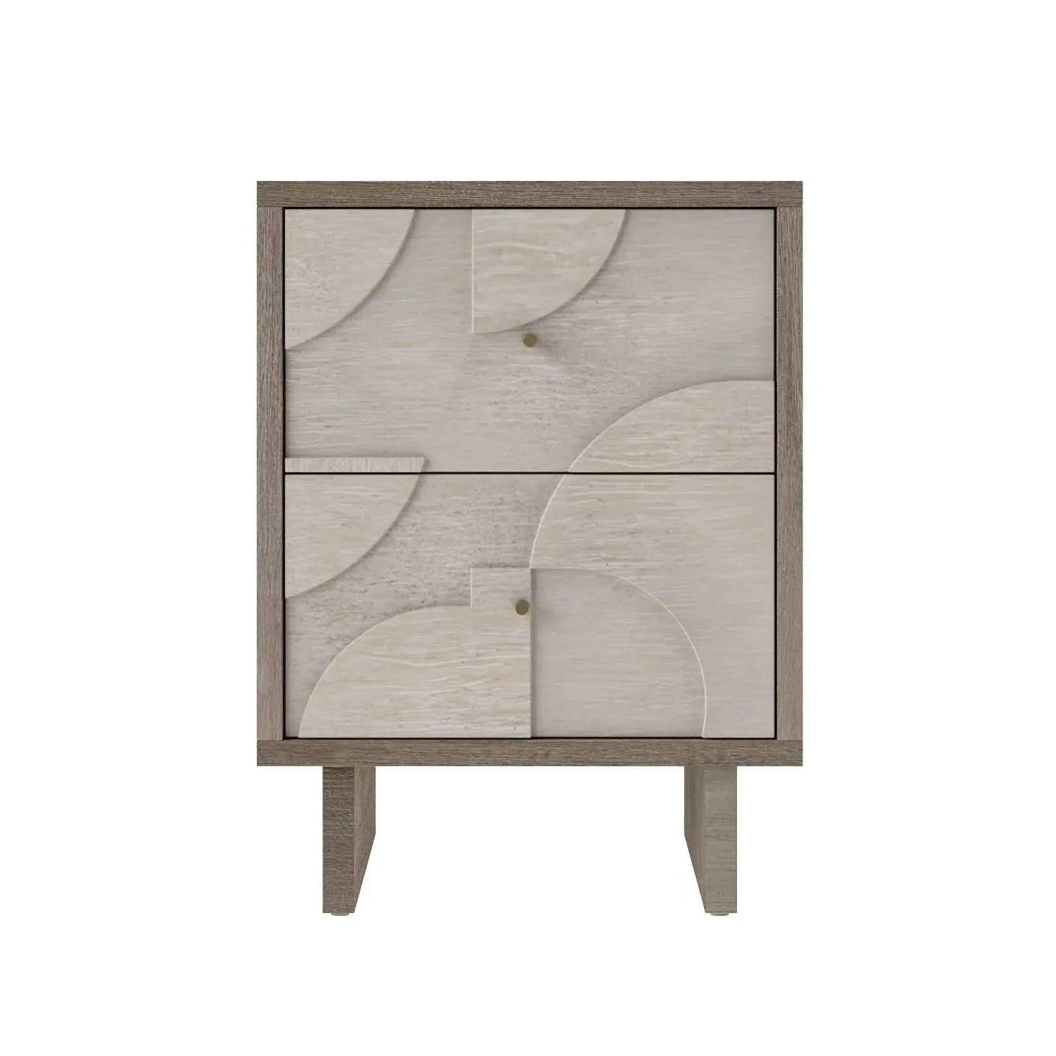 2-Drawer Bedside Table with Pattern - Wood, Mango