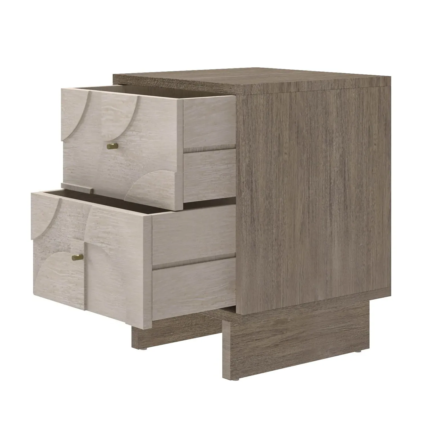 2-Drawer Bedside Table with Pattern - Wood, Mango