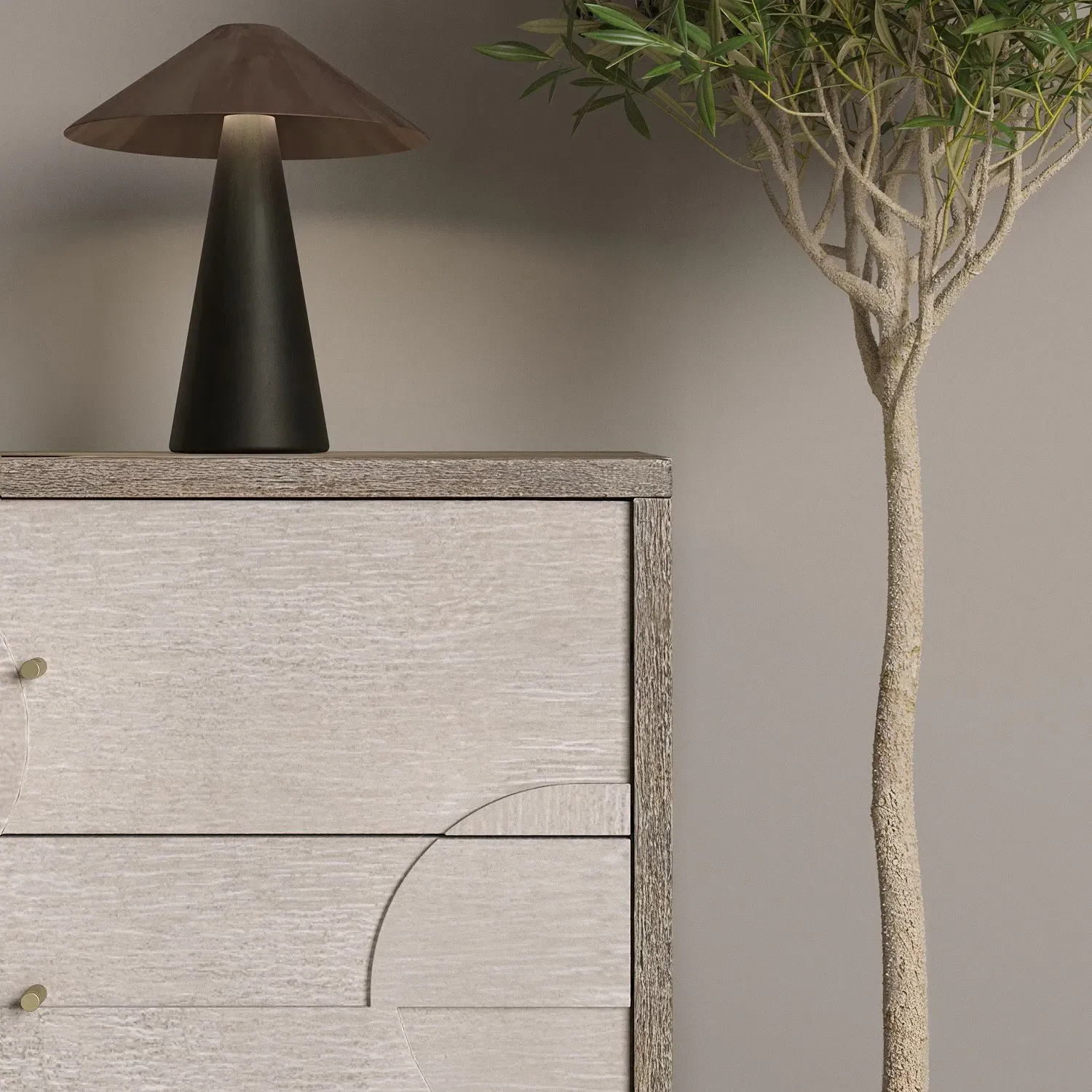 6-Drawer Chest with Geometric Pattern - Brown, Mango