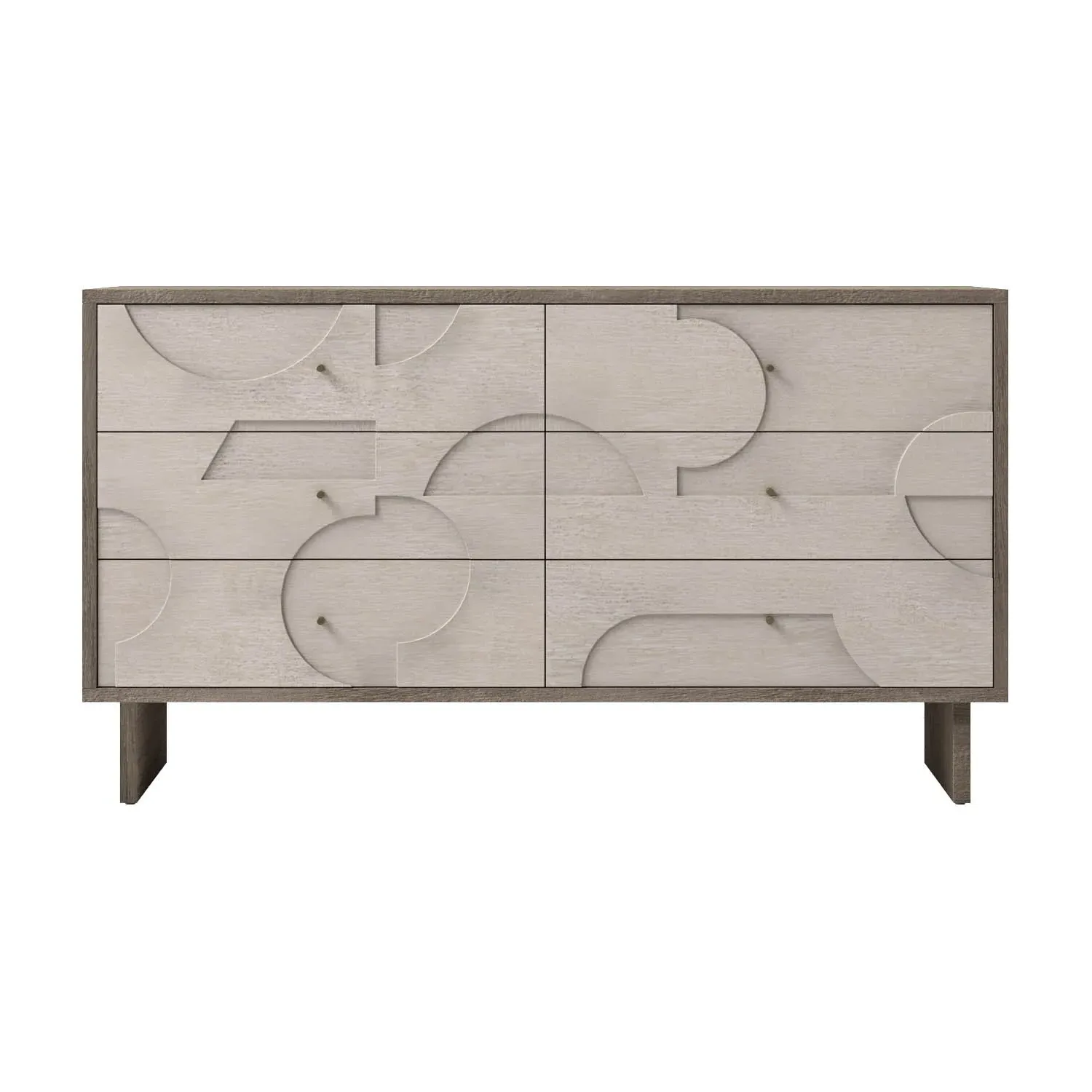 6-Drawer Chest with Geometric Pattern - Brown, Mango