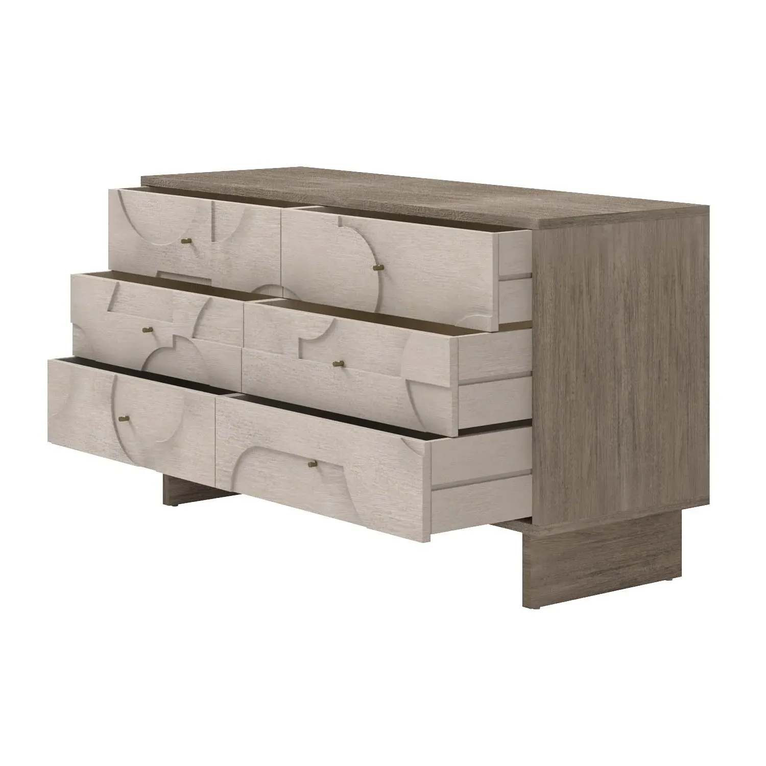 6-Drawer Chest with Geometric Pattern - Brown, Mango