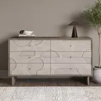 6-Drawer Chest with Geometric Pattern - Brown, Mango