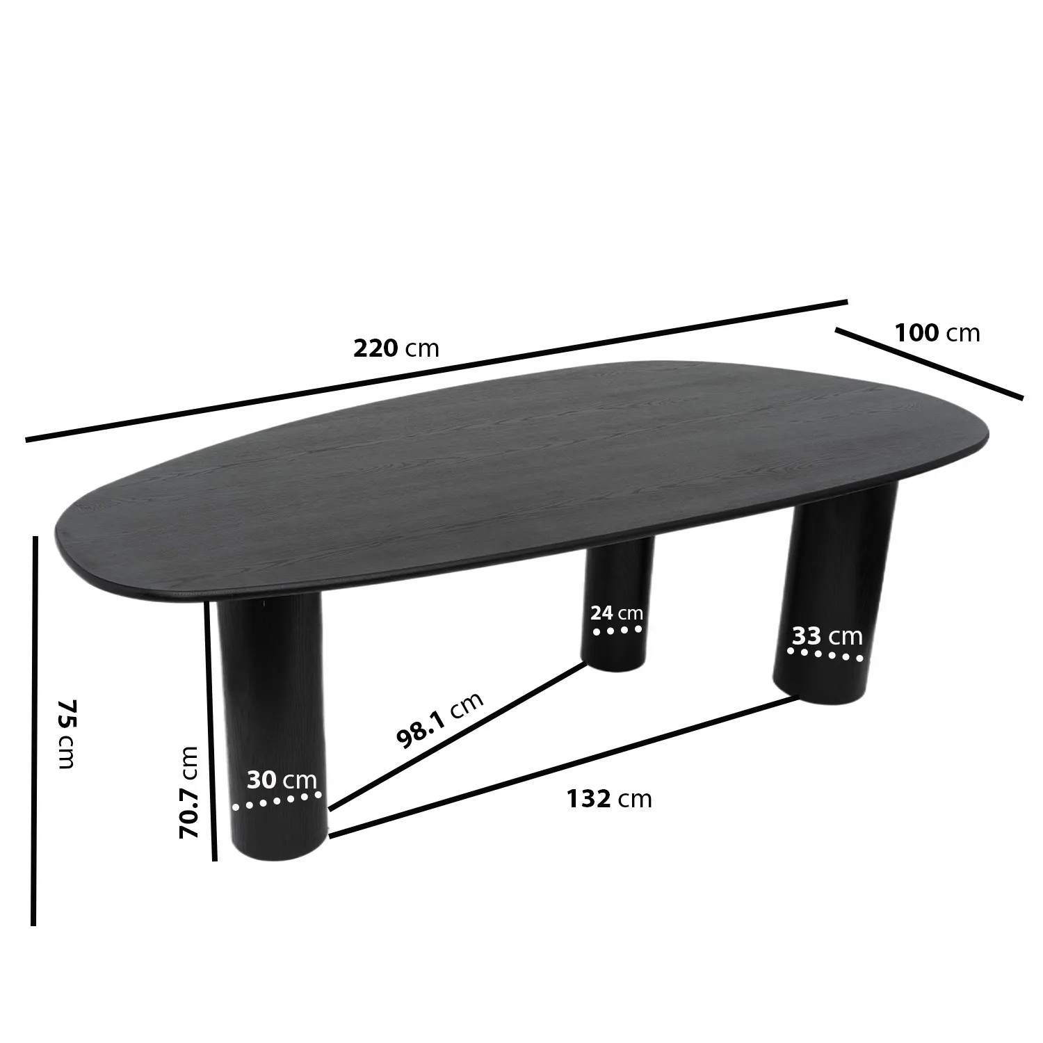 6-Seater Dining Set with Storage - Black, Oak