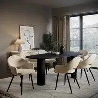 6-Seater Dining Set with Storage - Black, Oak