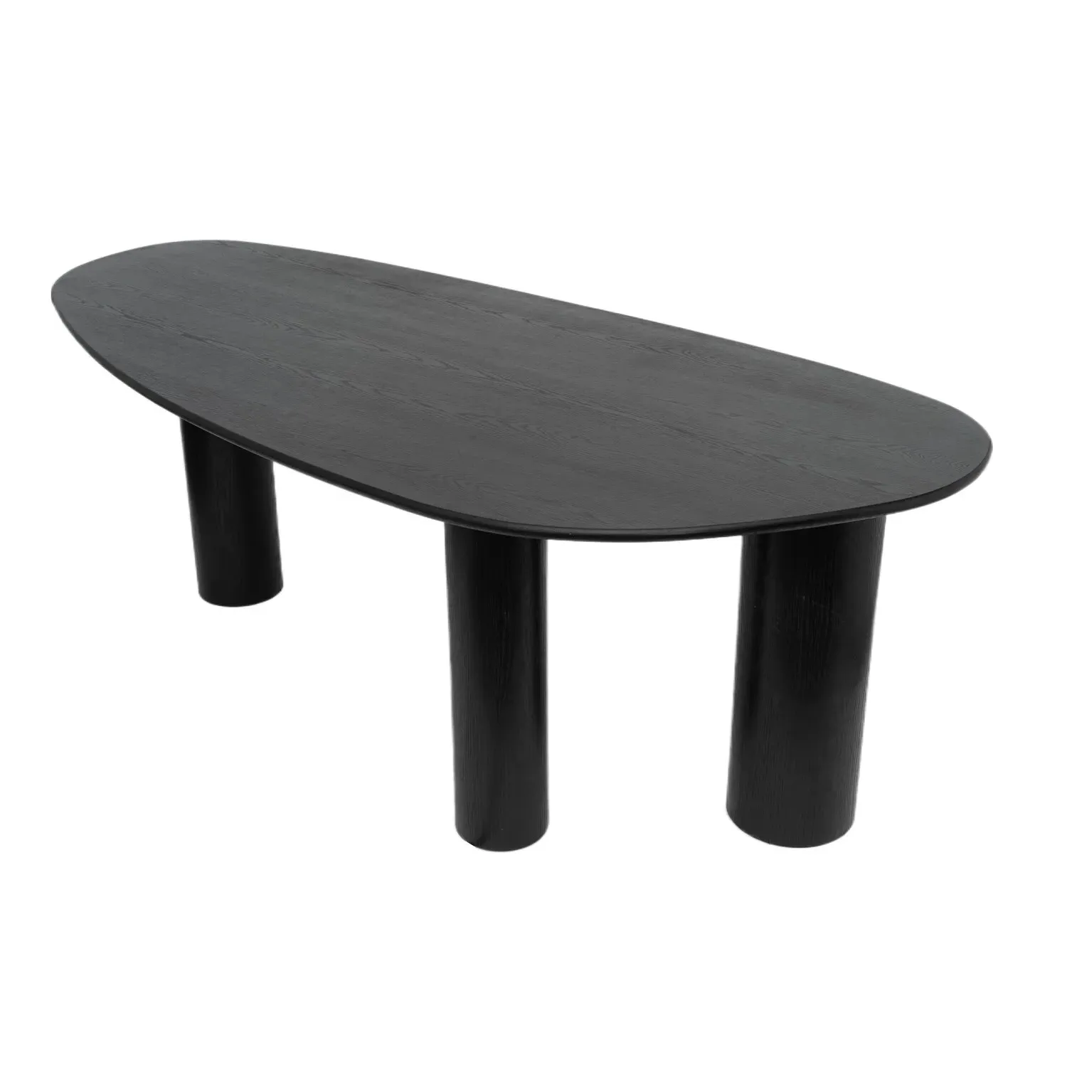 Large Oval Dining Table - Black, Oak Veneer