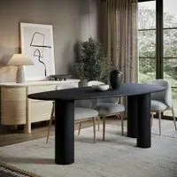 Large Oval Dining Table - Black, Oak Veneer