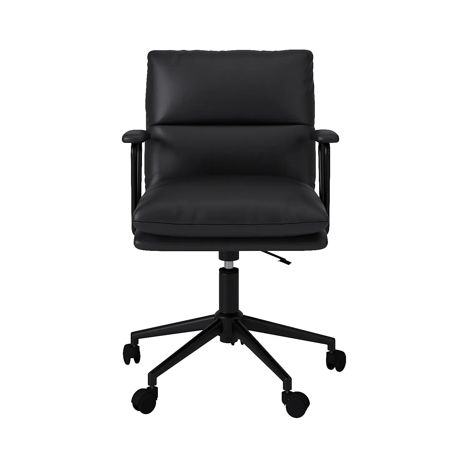 Swivel Office Chair with Armrests - Black, Faux Leather