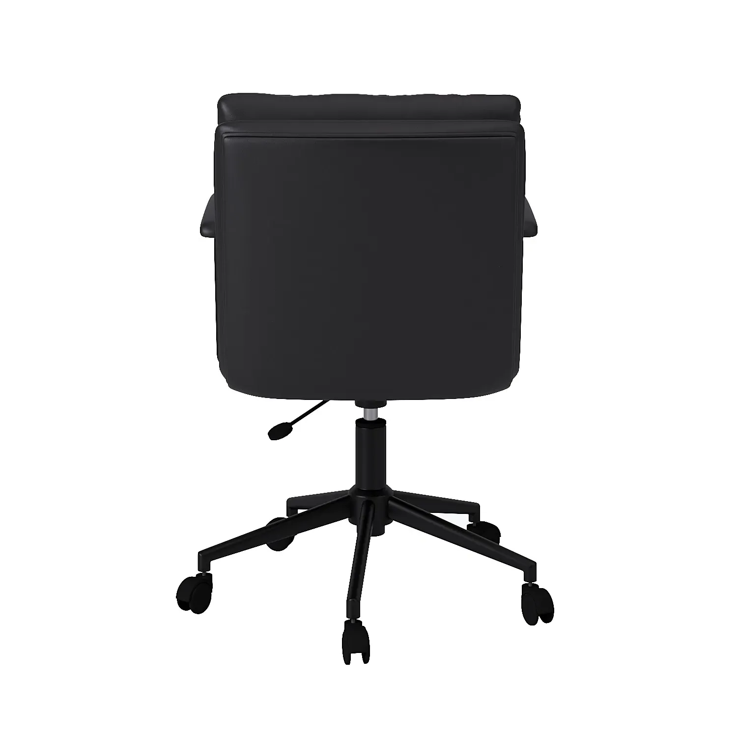 Swivel Office Chair with Armrests - Black, Faux Leather