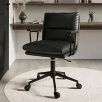 Swivel Office Chair with Armrests - Black, Faux Leather