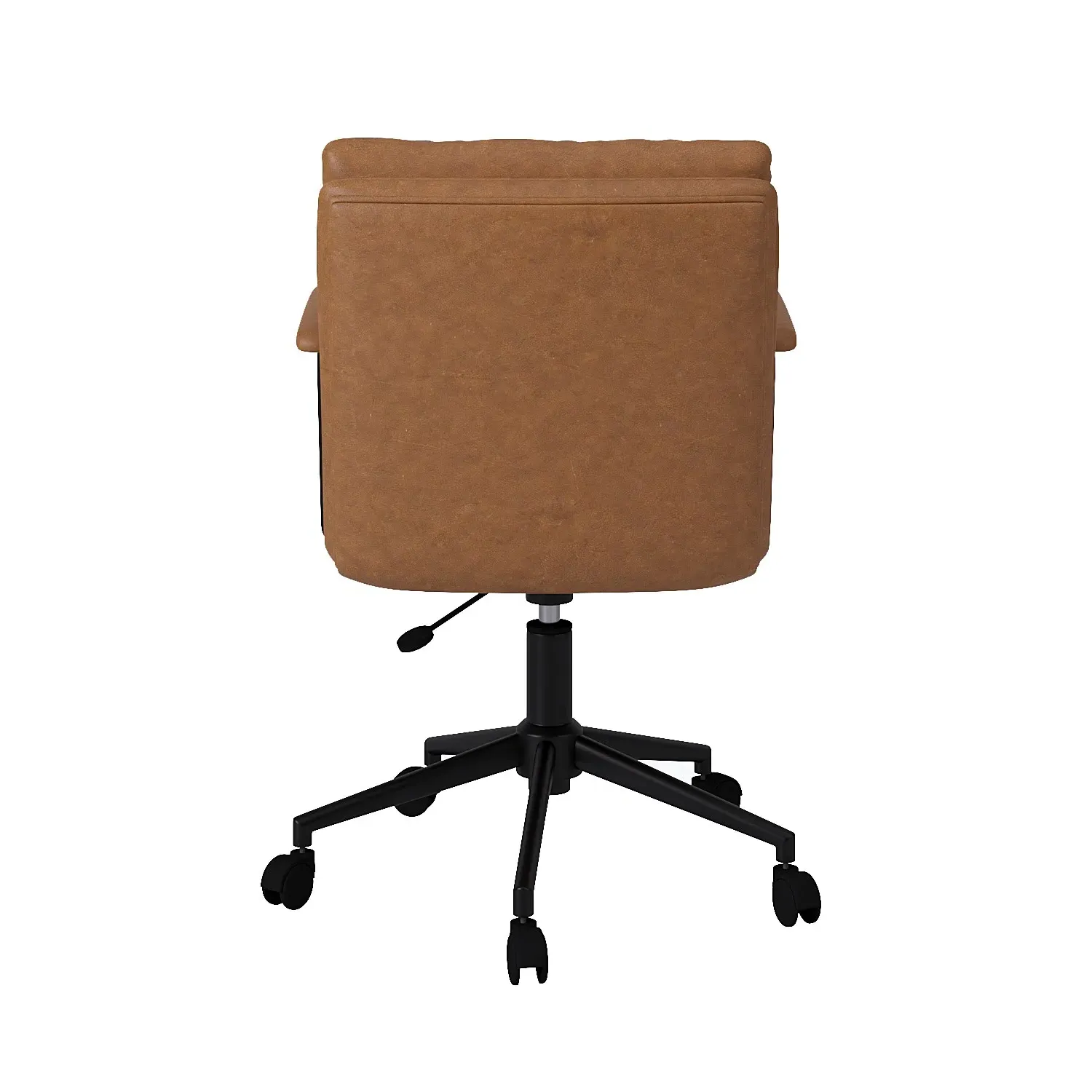 Swivel Office Chair with Armrests - Tan, Faux Leather