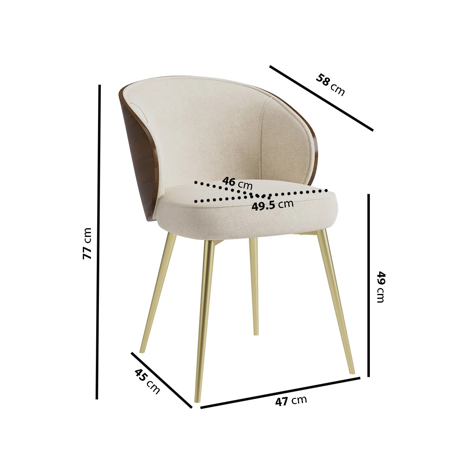 Round Dining Table Set with 4 Chairs - Walnut
