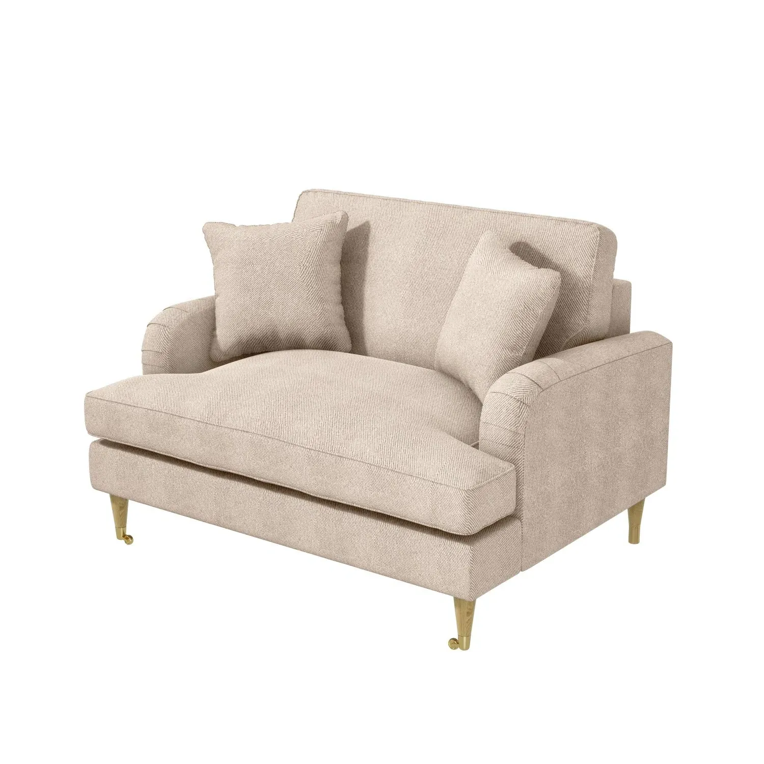 2-Seater Cuddle Chair with Castors - Beige, Fabric
