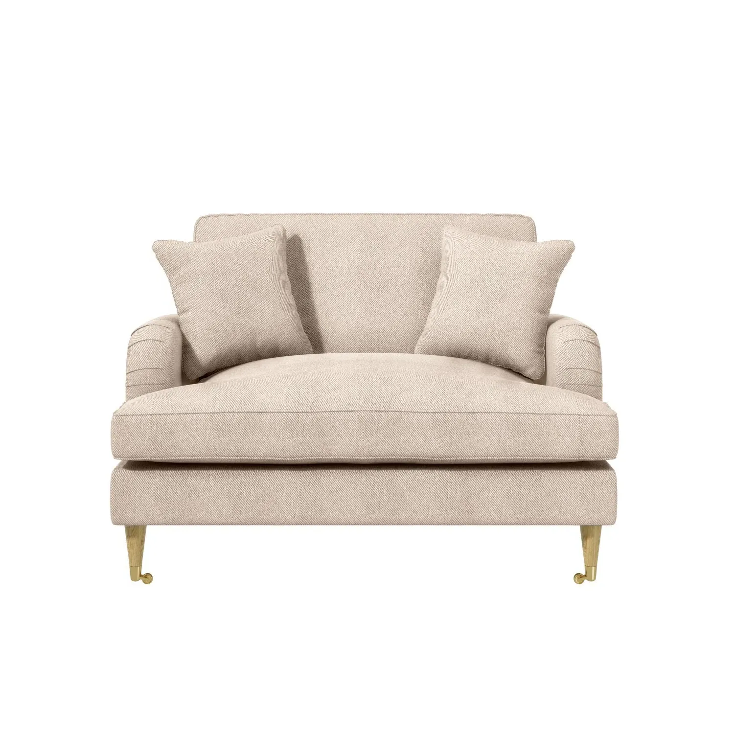 2-Seater Cuddle Chair with Castors - Beige, Fabric