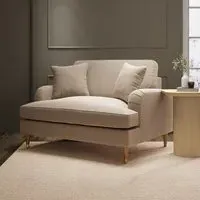 2-Seater Cuddle Chair with Castors - Beige, Fabric