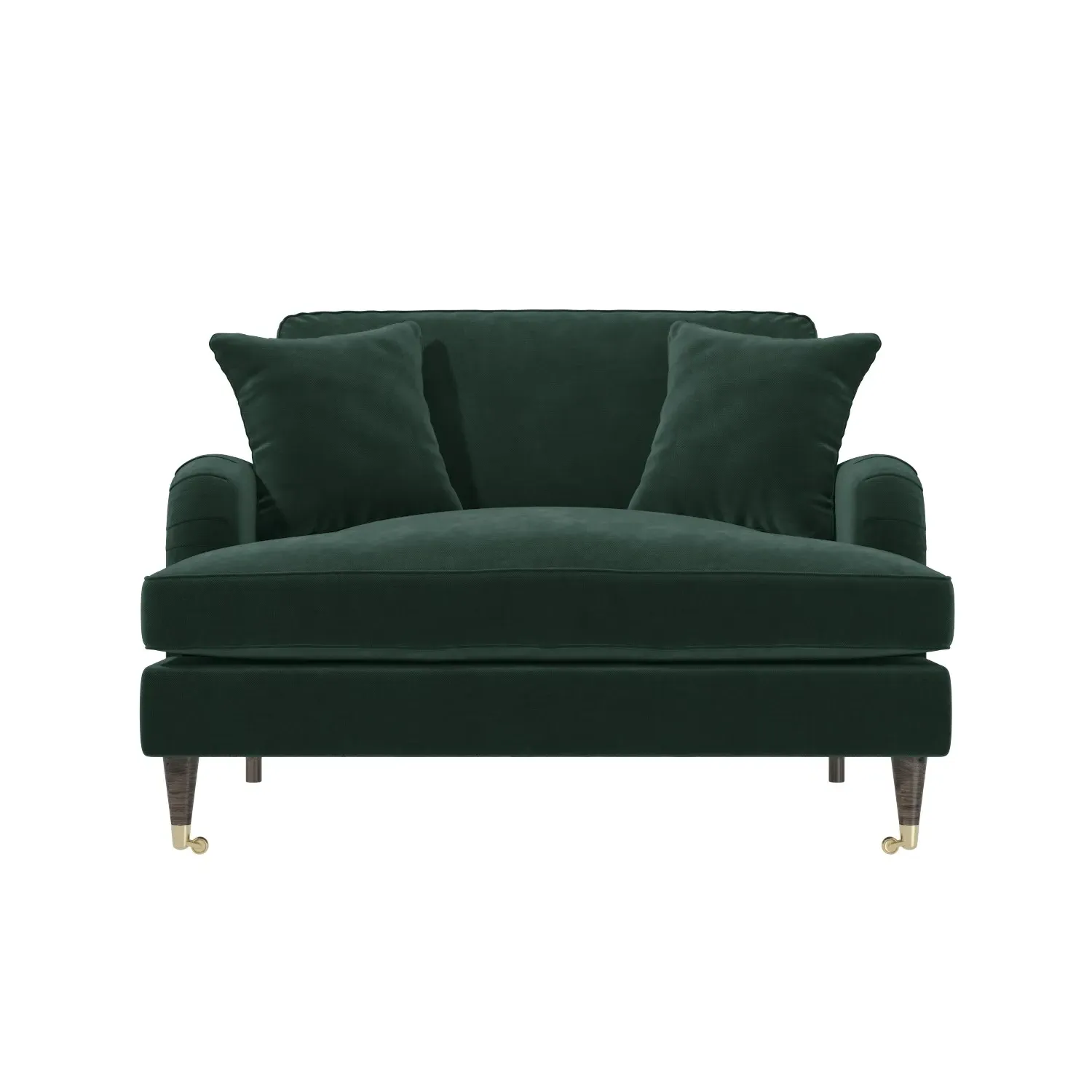 2-Seater Cuddle Chair with Castors - Green, Velvet