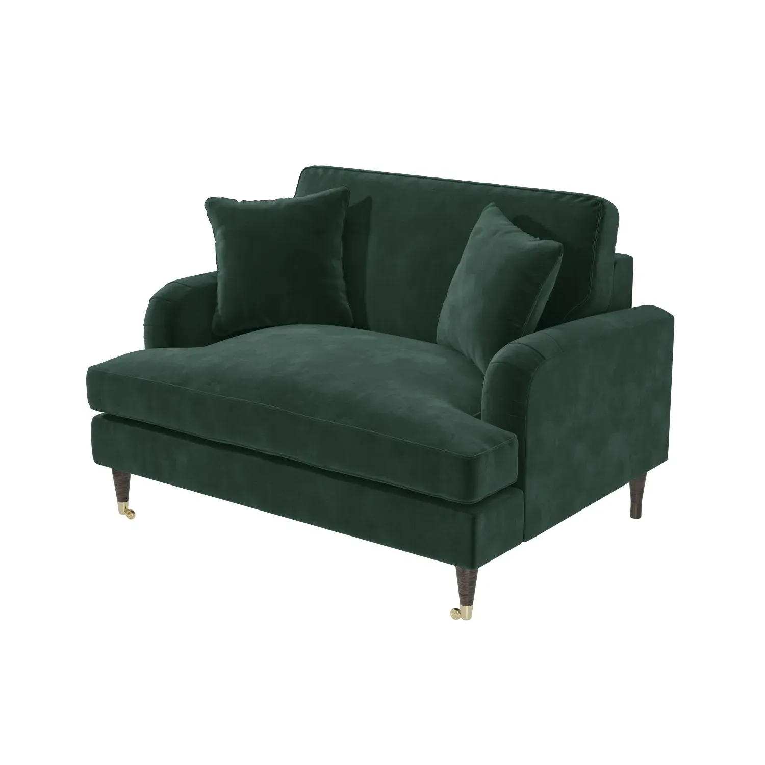 2-Seater Cuddle Chair with Castors - Green, Velvet