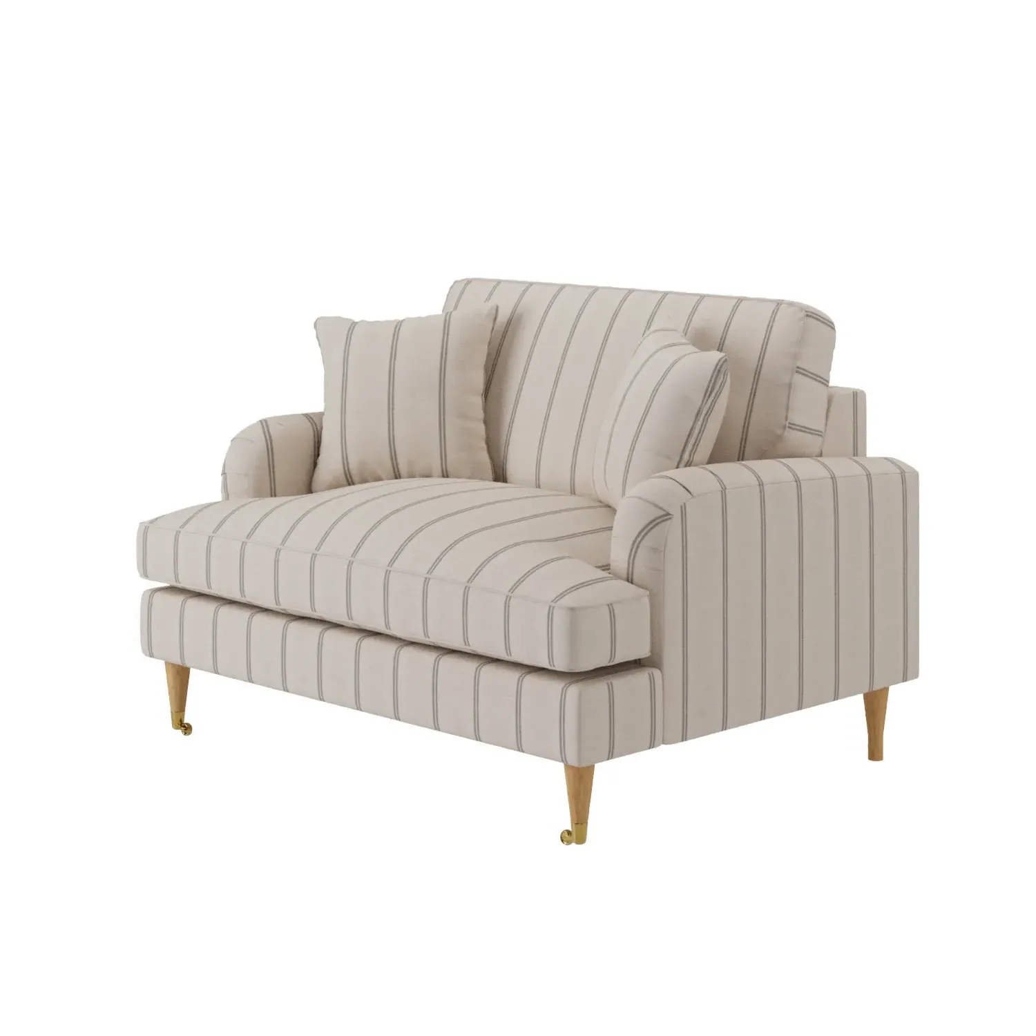2-Seater Love Seat with Castors - Cream, Chenille