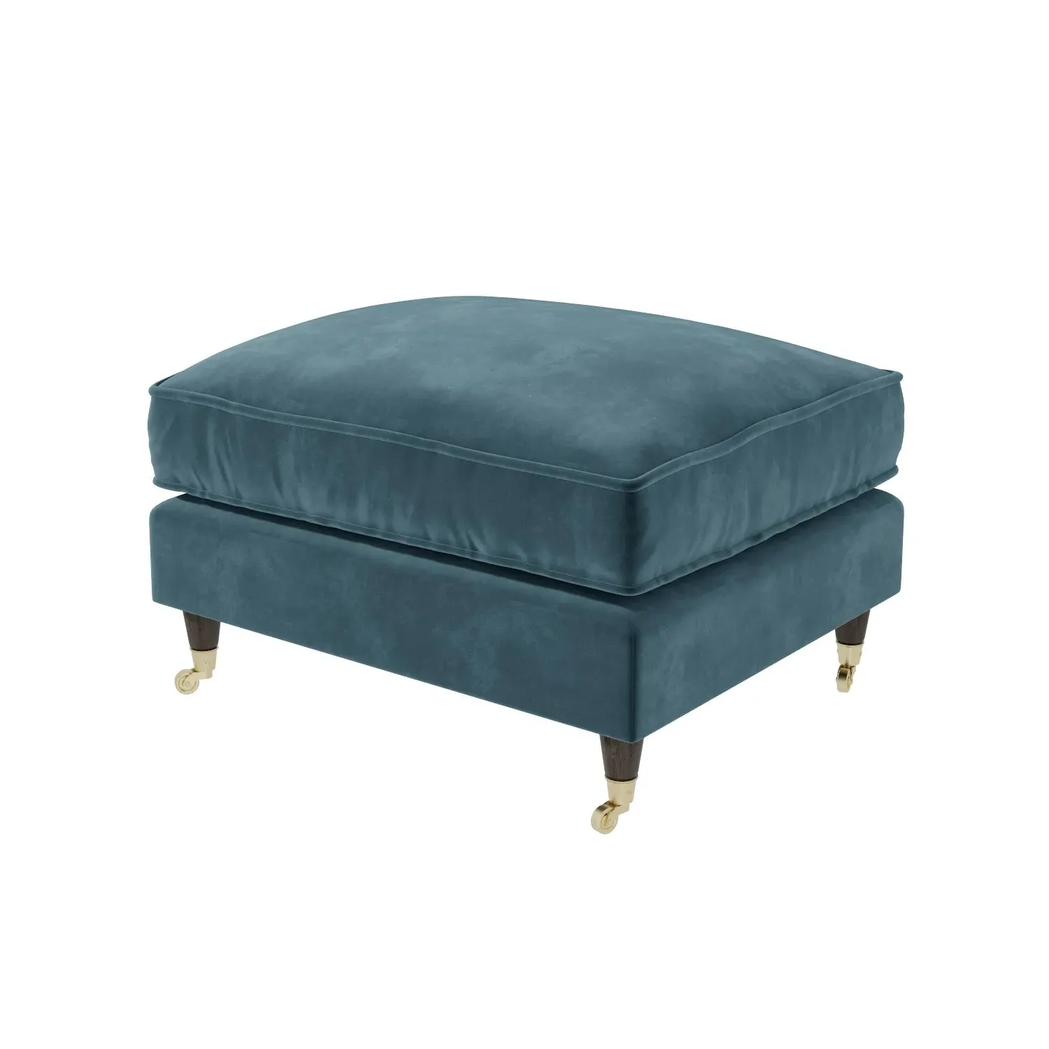 2-Seater Love Seat with Footstool - Blue, Velvet