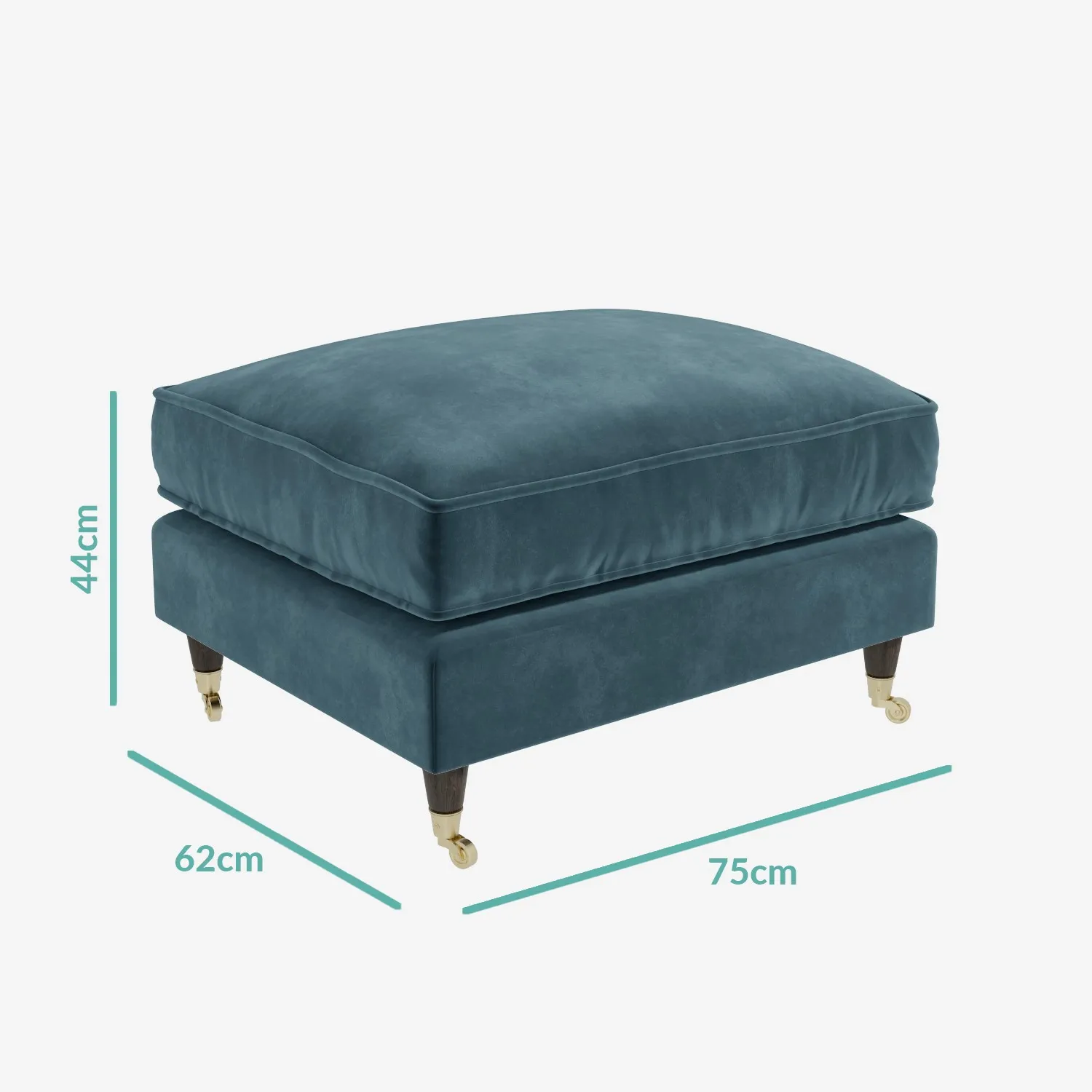 2-Seater Love Seat with Footstool - Blue, Velvet