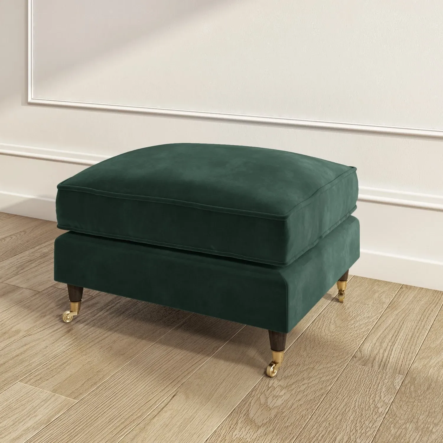 2-Seater Love Seat with Footstool - Green, Velvet