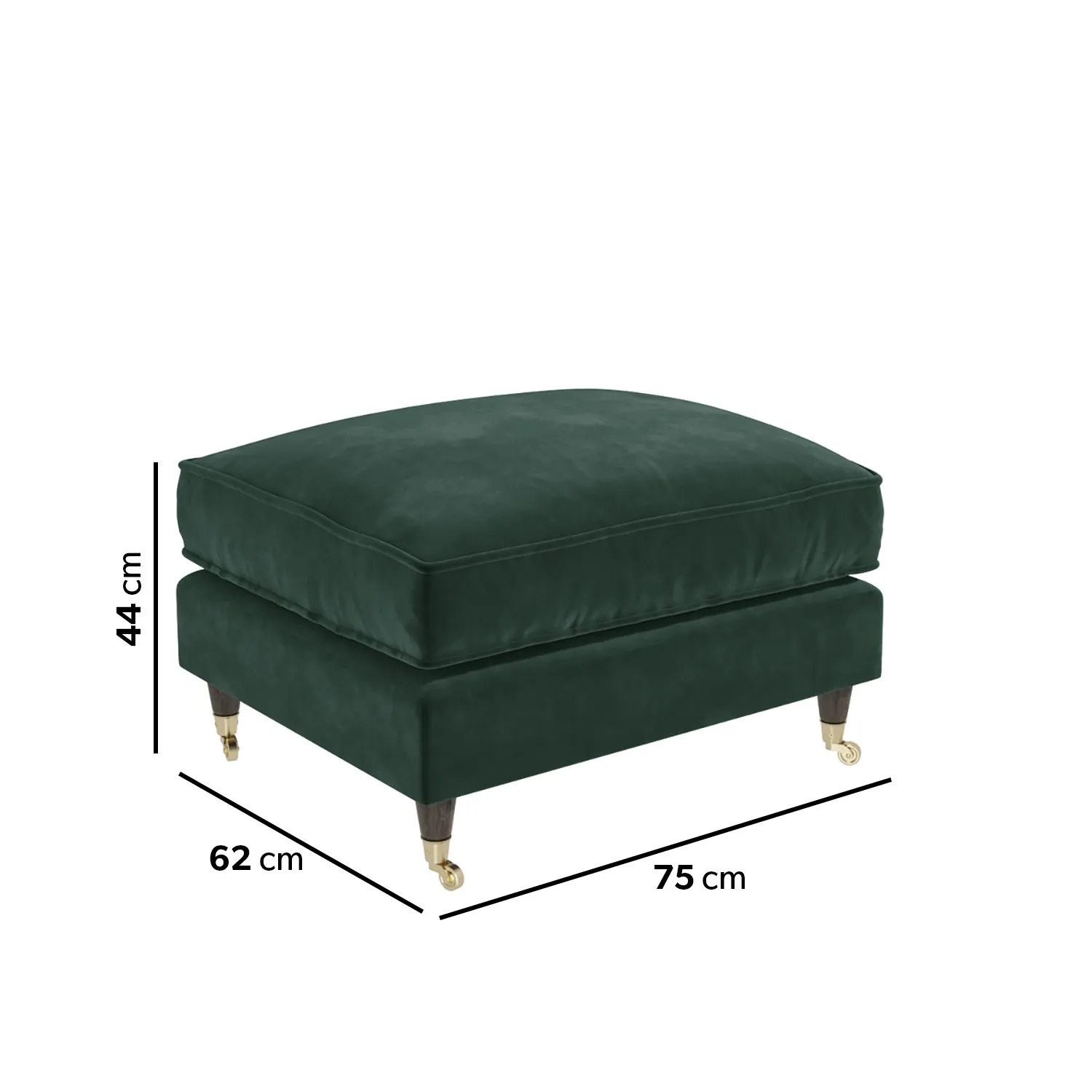 2-Seater Love Seat with Footstool - Green, Velvet