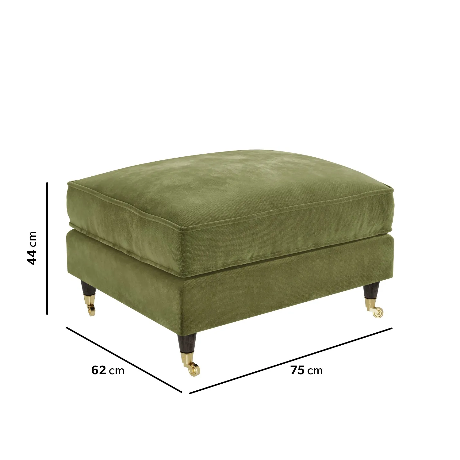 2-Seater Love Seat with Footstool - Green, Velvet