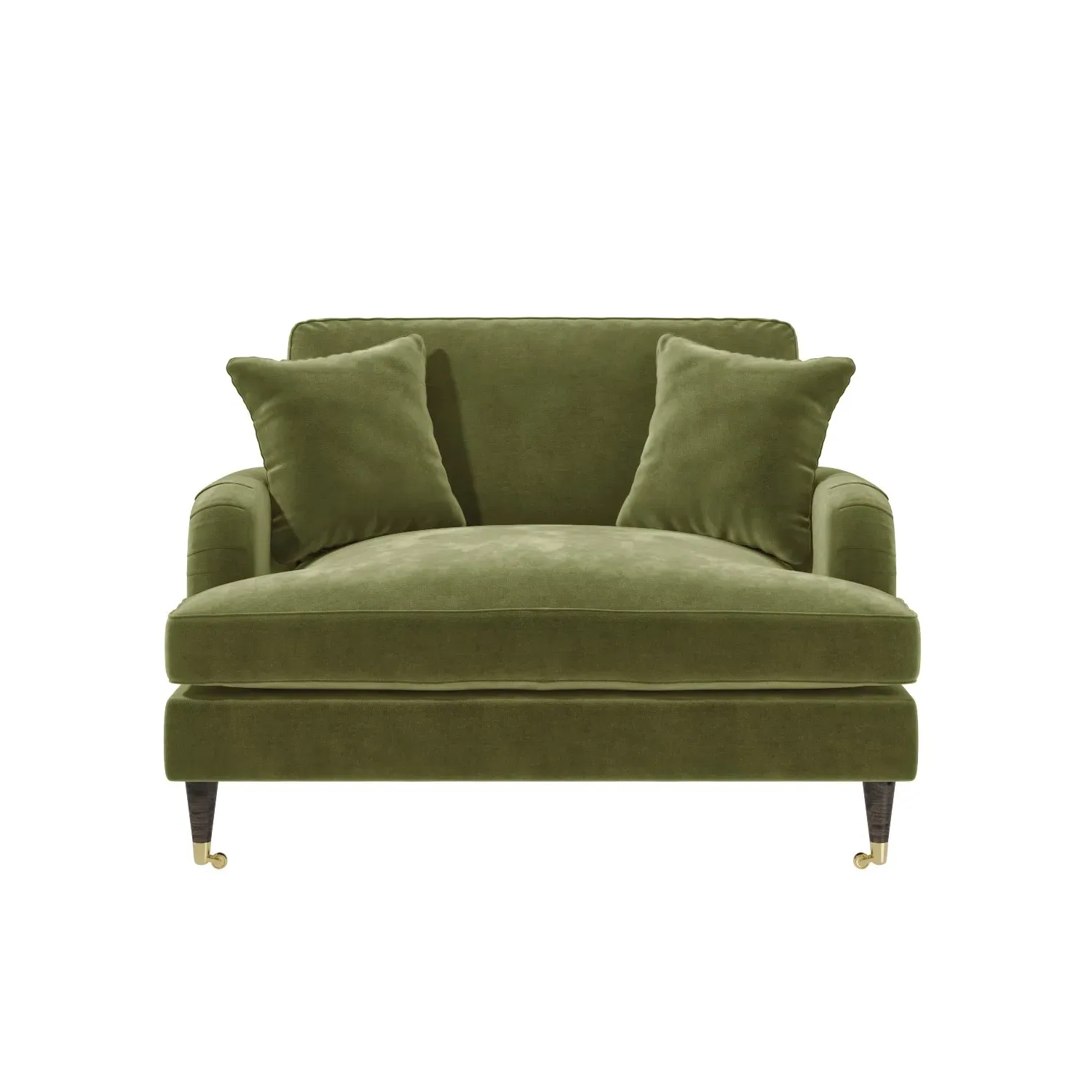 2-Seater Love Seat with Footstool - Green, Velvet