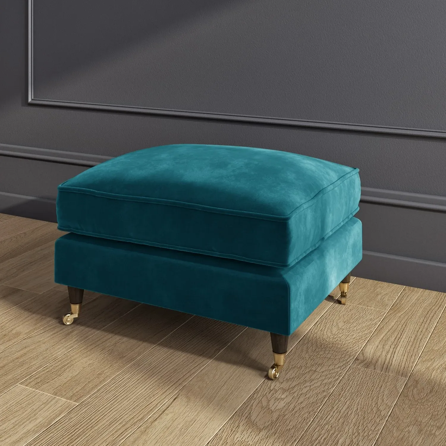 2-Seater Love Seat with Footstool - Teal, Velvet