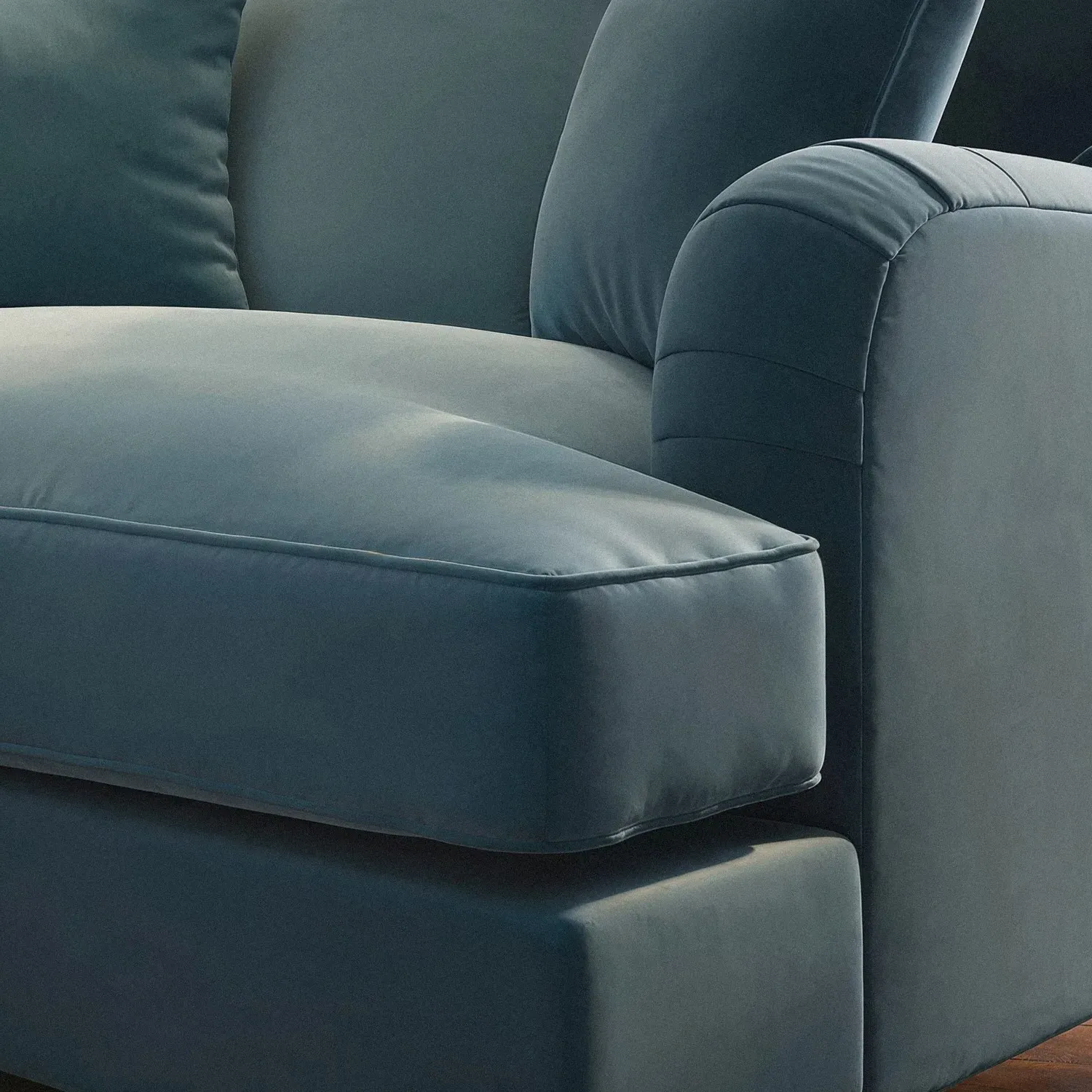 2-Seater Loveseat with Castors - Blue, Velvet