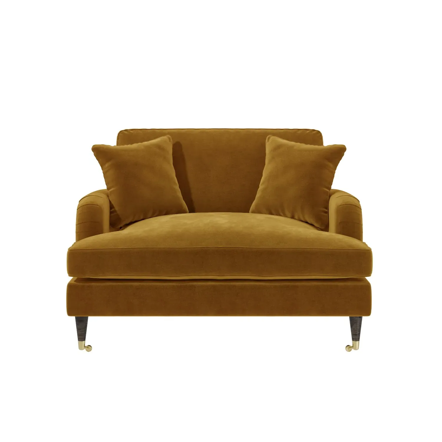 2-Seater Loveseat with Castors - Mustard, Velvet