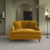 2-Seater Loveseat with Castors - Mustard, Velvet