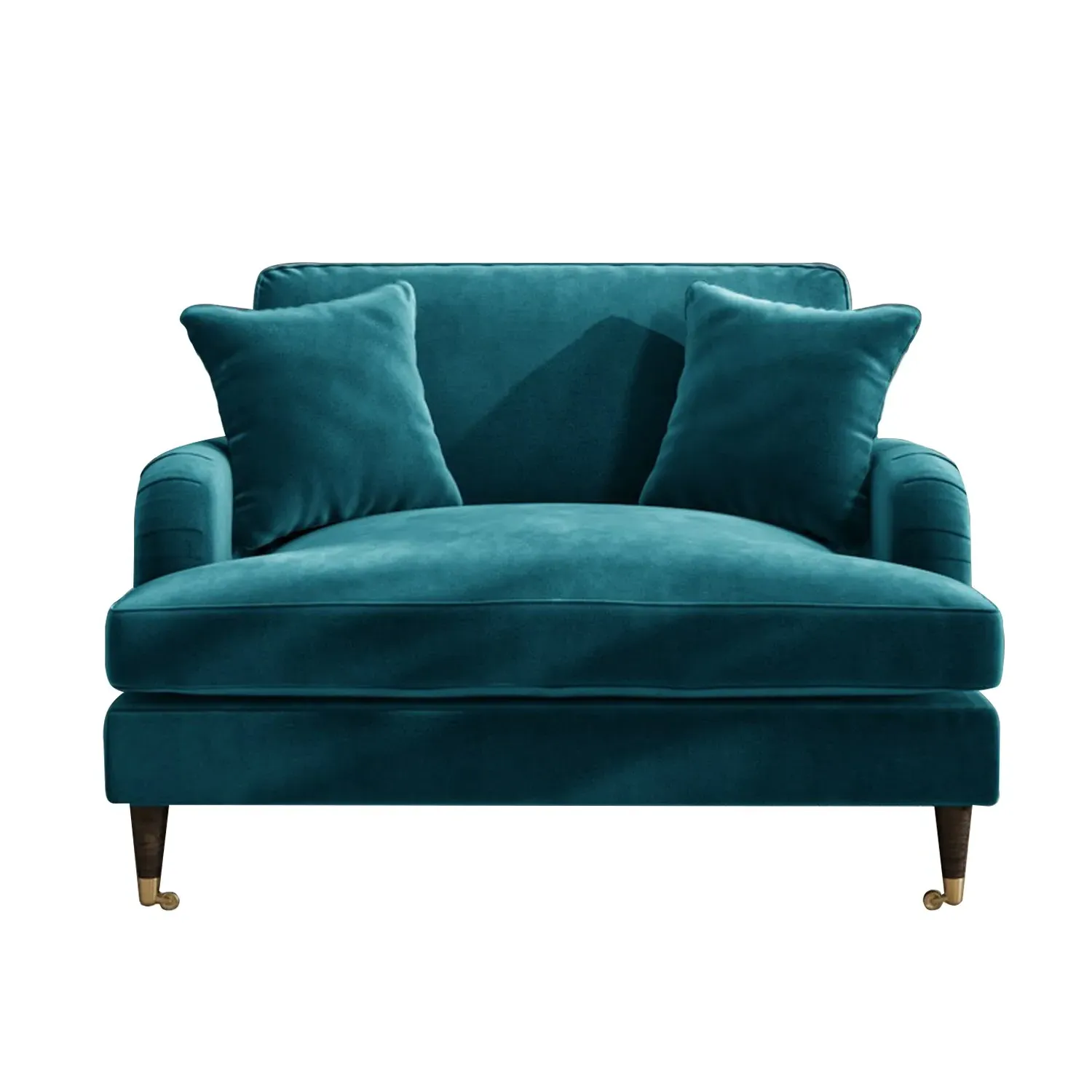 2-Seater Loveseat with Castors - Teal, Velvet
