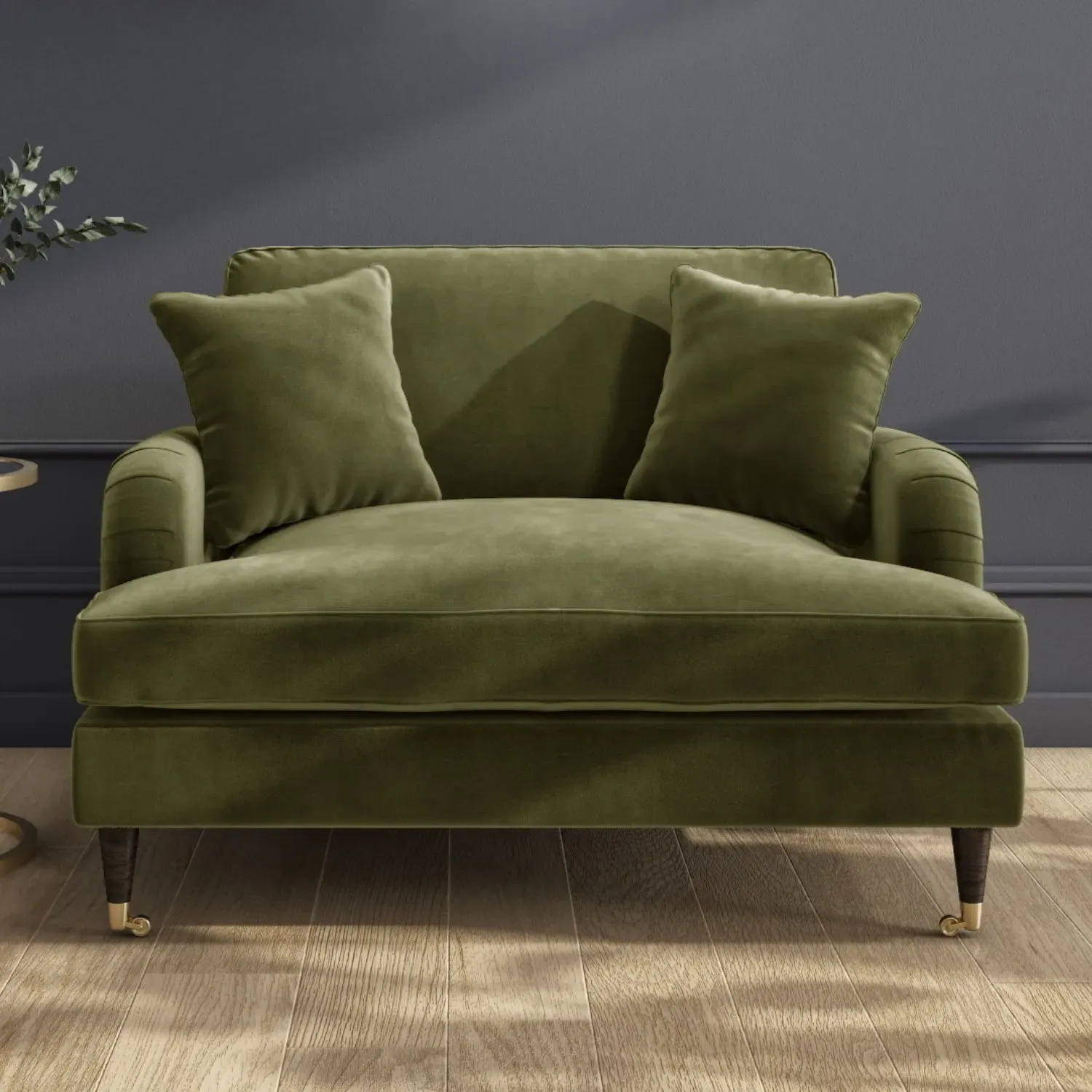 2-Seater Sofa and Love Seat Set - Green, Velvet