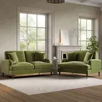 2-Seater Sofa and Love Seat Set - Green, Velvet