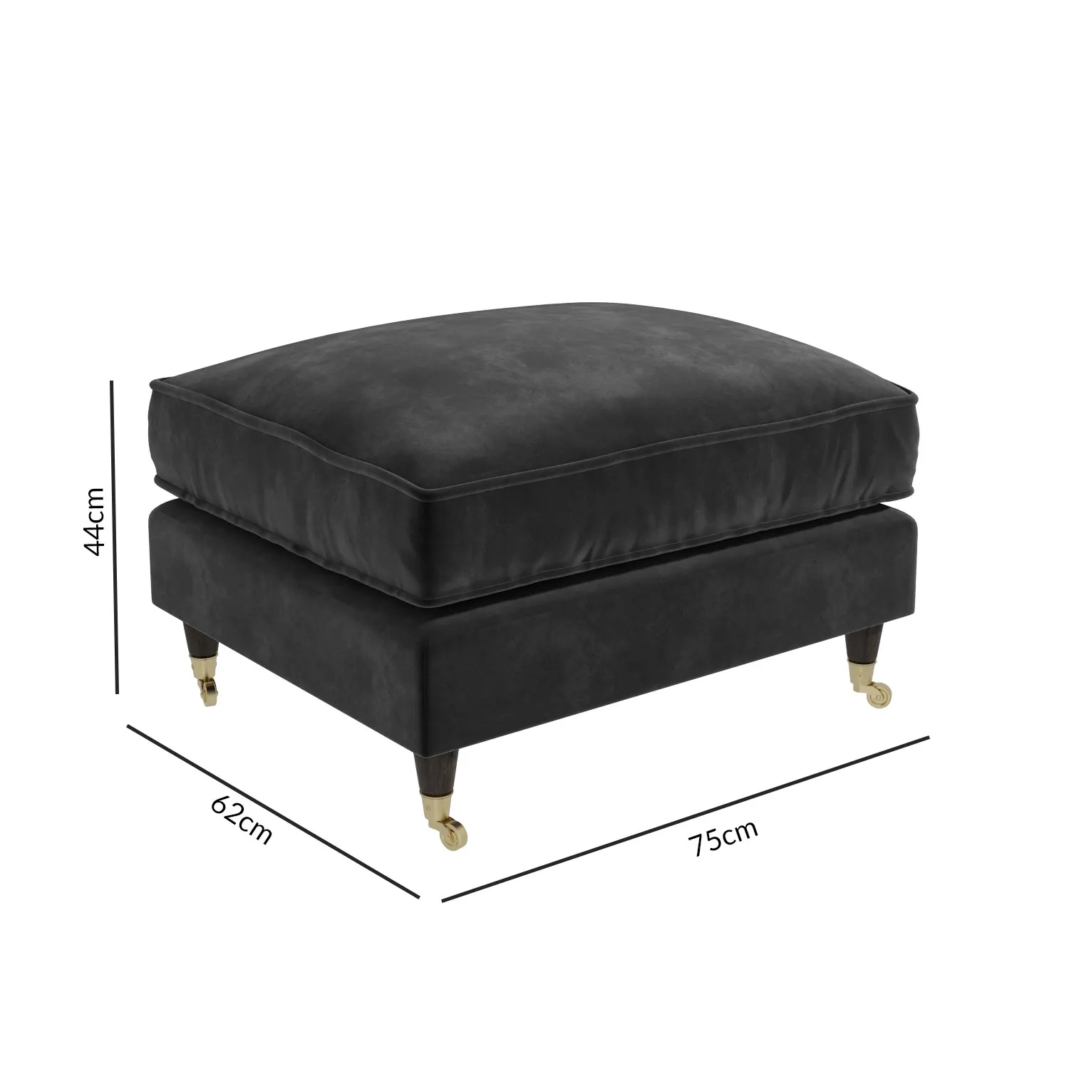 2-Seater Sofa Set with Footstool - Grey, Velvet