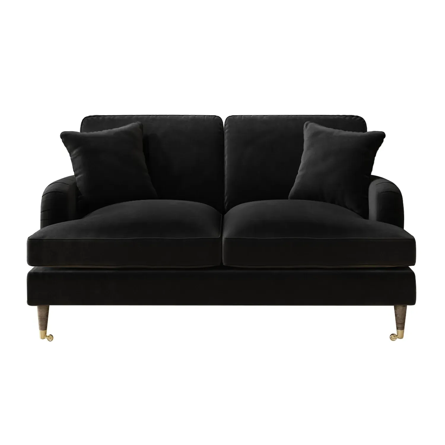 2-Seater Sofa with Scatter Cushions - Black, Velvet