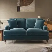 2-Seater Sofa with Scatter Cushions - Blue, Velvet