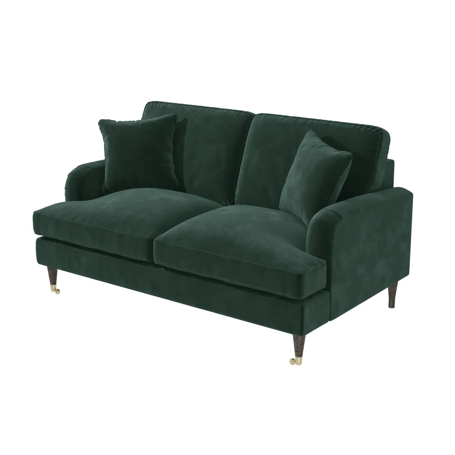 2-Seater Sofa with Scatter Cushions - Green, Velvet